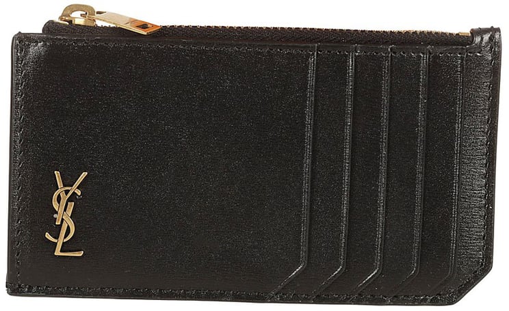 Saint Laurent Calfskin Wallet With Zip Closure