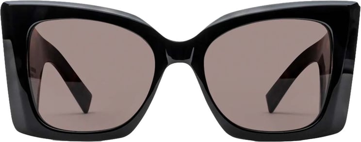 Saint Laurent Oversized Black Acetate Sunglasses with Tortoiseshell Arms