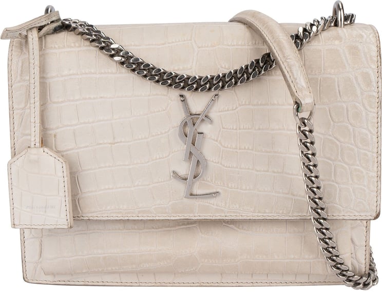 Saint Laurent Saint Laurent Croc-Embossed Leather Sunset Crossbody Bag