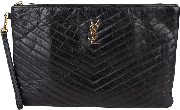 Saint Laurent Saint Laurent Quilted Leather Clutch