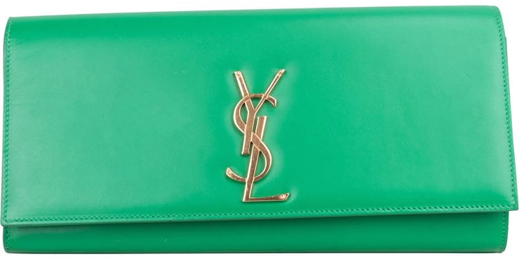 Saint Laurent Saint Laurent Green Leather Clutch