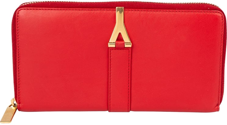 Saint Laurent Saint Laurent Red Leather Chic Y Zip Around Wallet