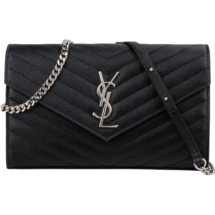 Saint Laurent Yves Saint Laurent Grain de Poudre Quilted Leather Wallet On Chain Crossbody Bag