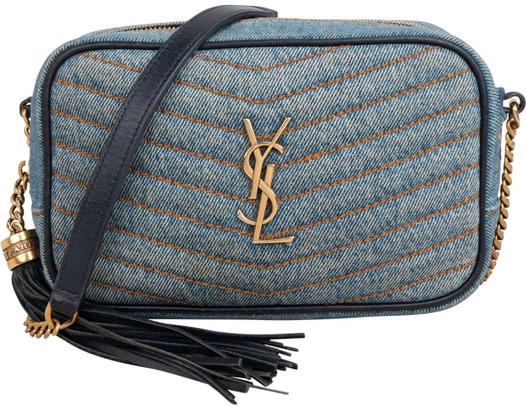 Saint Laurent Saint Laurent Chevron Denim Lou Camera Crossbody Bag