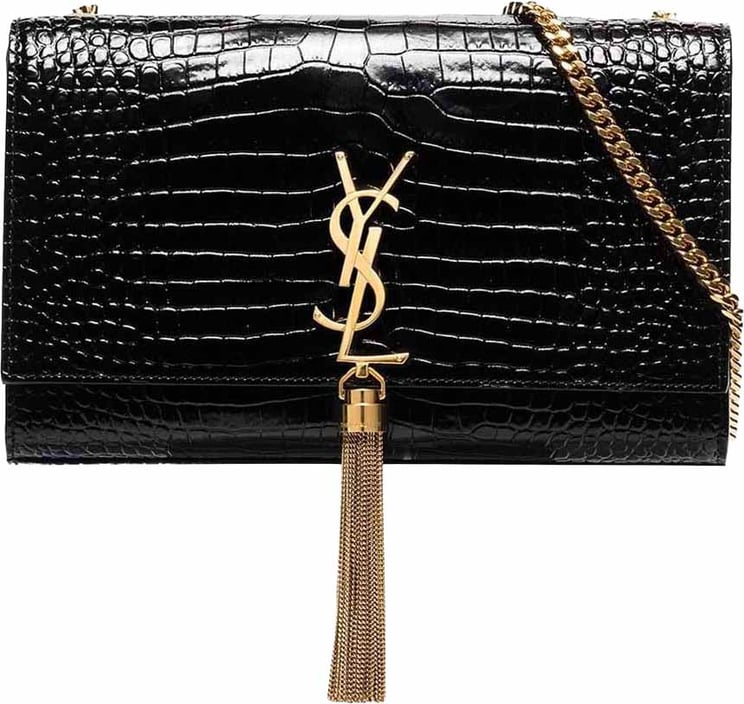 Saint Laurent Saint Laurent Kate Medium Tassel Crocodile Embossed Leather Bag
