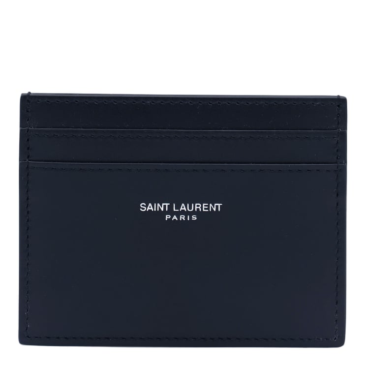 Saint Laurent Matte Black Minimalist Cardholder Wallet With Embossed Logo