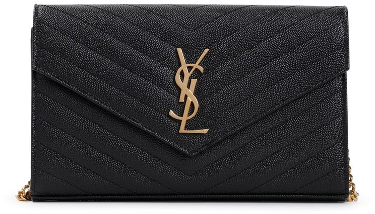 Saint Laurent Saint Laurent Grained Calf Leather Ysl Chain Wallet