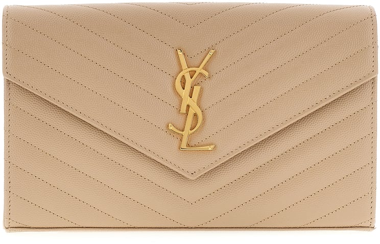 Saint Laurent Saint Laurent Beige leather Cassandre wallet