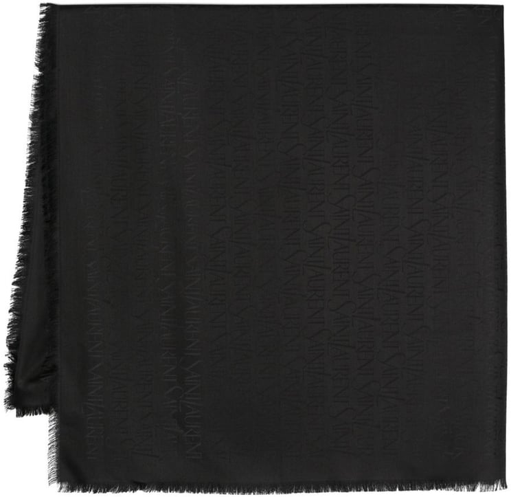 Saint Laurent Black Sciarpa Jacquard Silk/Wool Scarf