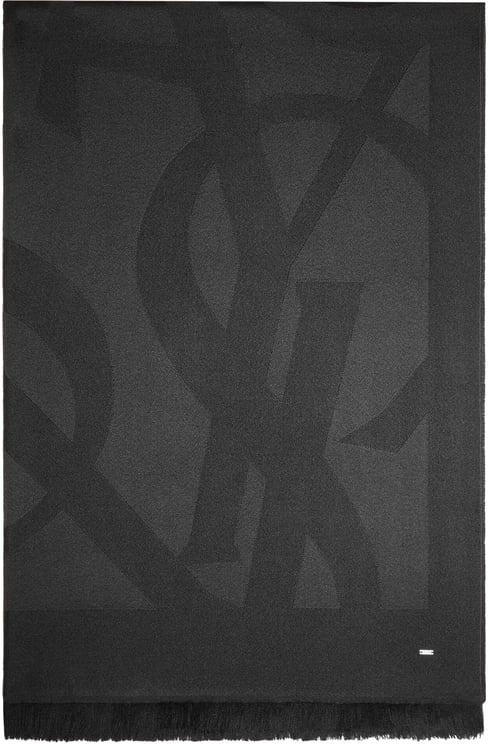 Saint Laurent Black Sciarpa Tonal Pattern Scarf