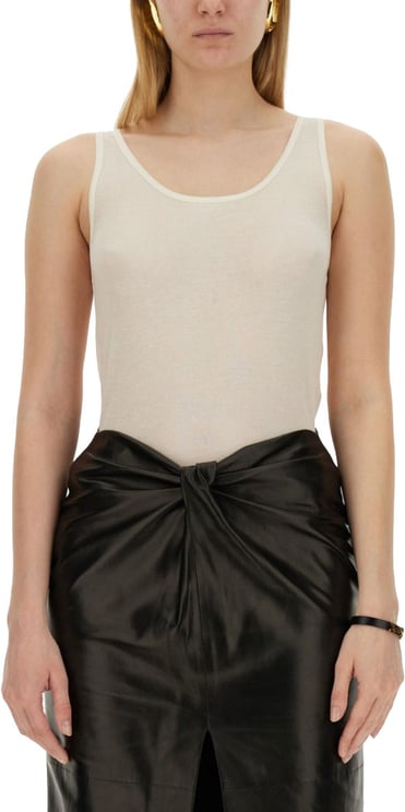 Saint Laurent Round Neckline Cotton Tank Top
