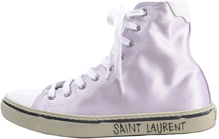 Saint Laurent Saint Laurent Paris Malibu Satin High-top Sneakers in Metallic Purple 718403, Size 38 EU