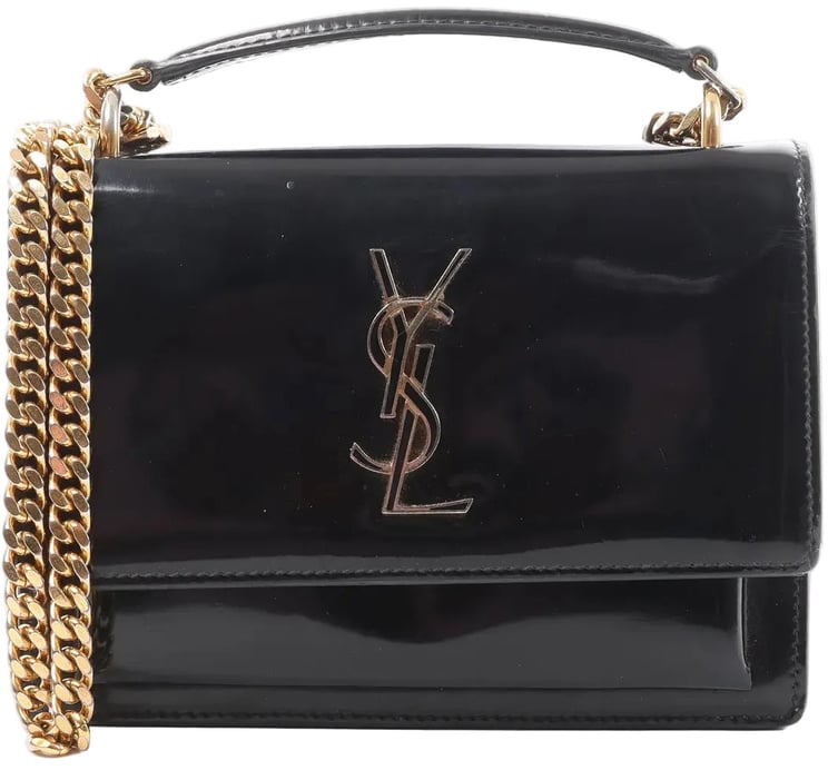 Saint Laurent Saint Laurent Paris Sunset Small Patent Leather Crossbody Bag in Black 441972