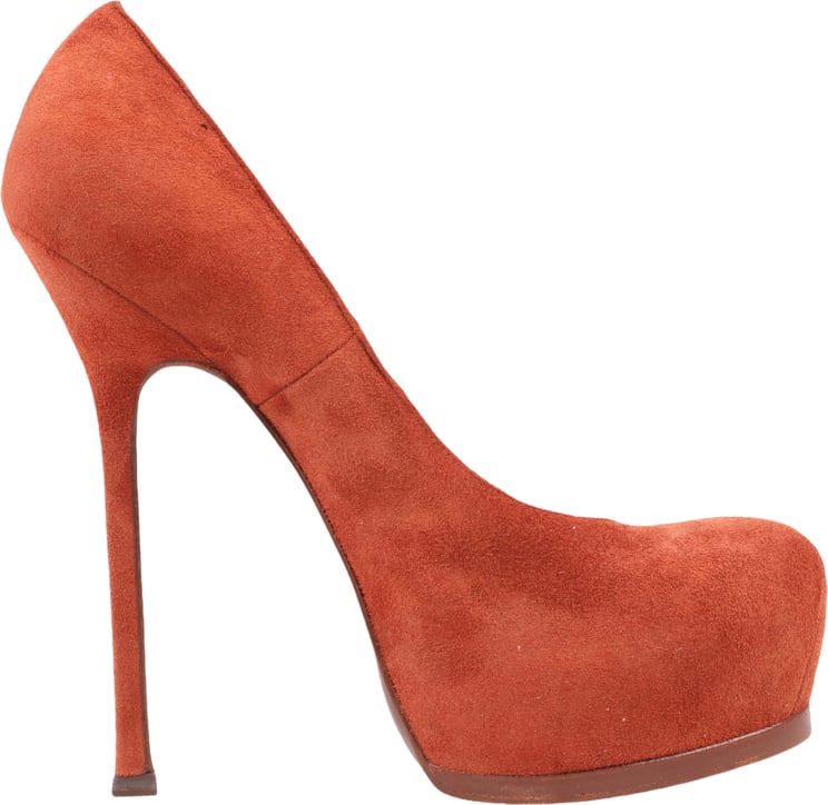Saint Laurent Saint Laurent Tribute Two Brown Suede Pumps, Size 37.5 EU