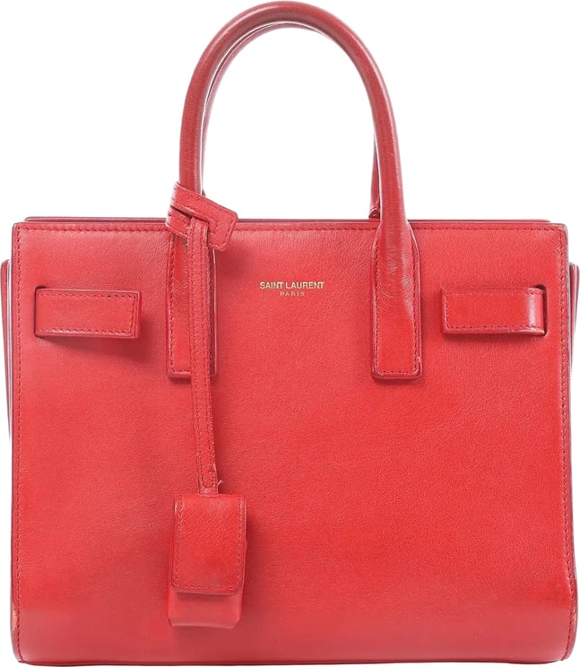 Saint Laurent Saint Laurent Paris Sac de Jour Nano Leather Handbag in Red