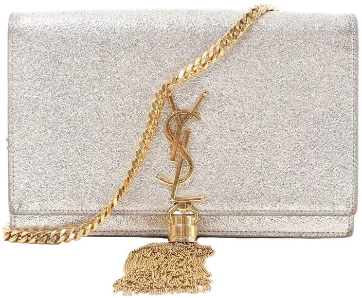 Saint Laurent Saint Laurent Paris Kate Small Tassel Crossbody Bag in Silver Glitter