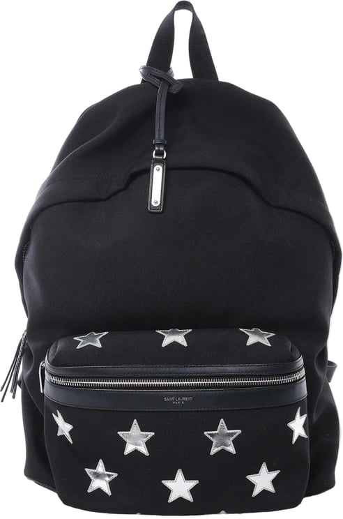 Saint Laurent Saint Laurent Paris City Canvas & Leather Backpack in Black × Silver 534968