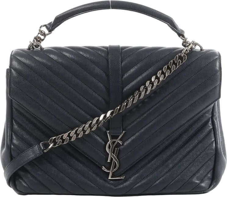 Saint Laurent Saint Laurent Paris College Monogramme Leather Chain Handbag in Navy Blue 392738