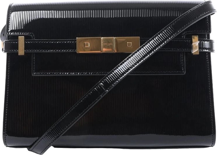 Saint Laurent Saint Laurent Paris Manhattan Patent Leather Shoulder bag in Black 675626