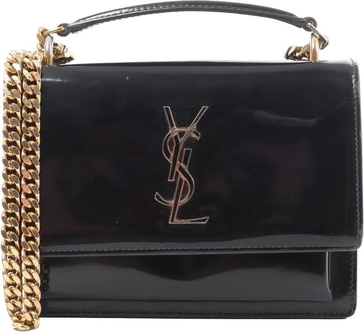 Saint Laurent Saint Laurent Paris Sunset Small Patent Leather Crossbody Bag in Black 441972