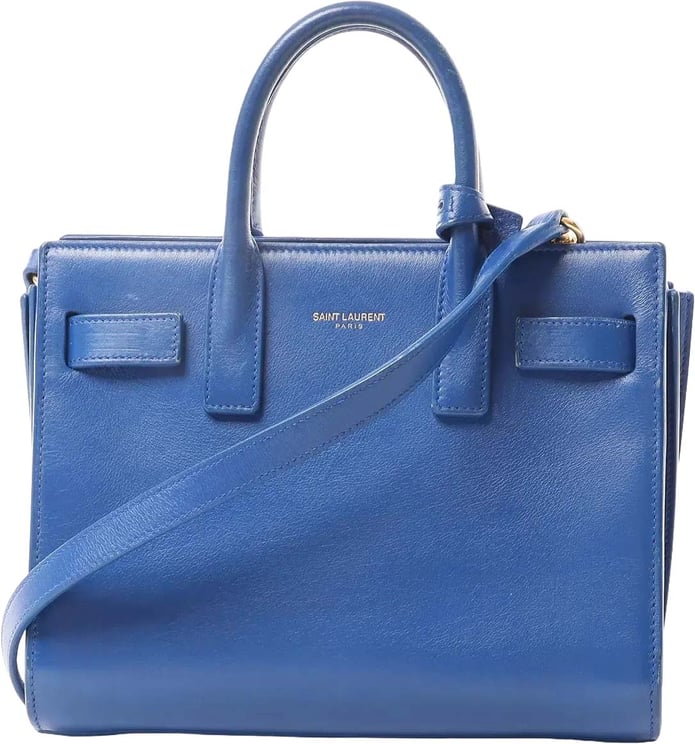 Saint Laurent Saint Laurent Paris Sac de Jour Nano Leather 2Way Handbag Blue 340778
