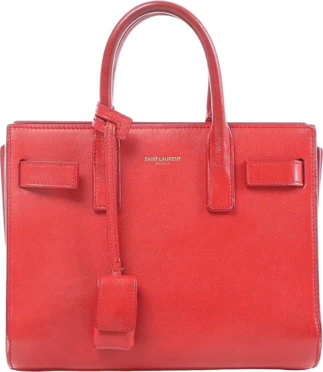 Saint Laurent Saint Laurent Paris Sac de Jour Nano Leather Handbag in Red