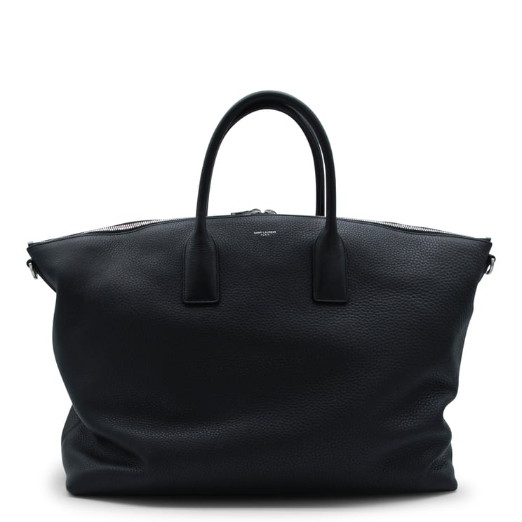 Saint Laurent Black Leather Top Handle Bag With Logo