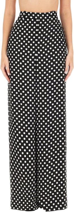 Saint Laurent Polka Dot Wide-Leg Pants With High Waist