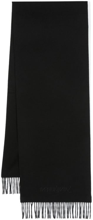 Saint Laurent Sciarpa Jacquard Cashmere Fringed Scarf