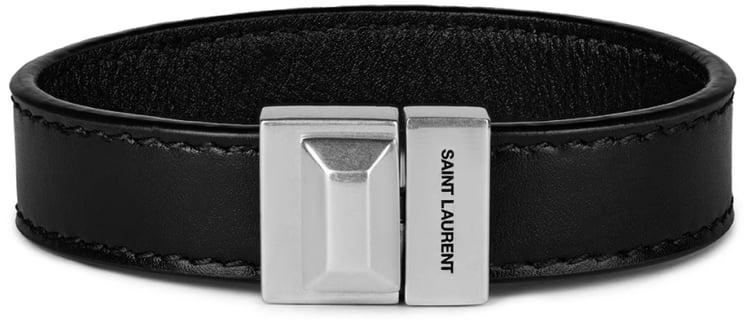 Saint Laurent Engraved Logo Leather Bracelet