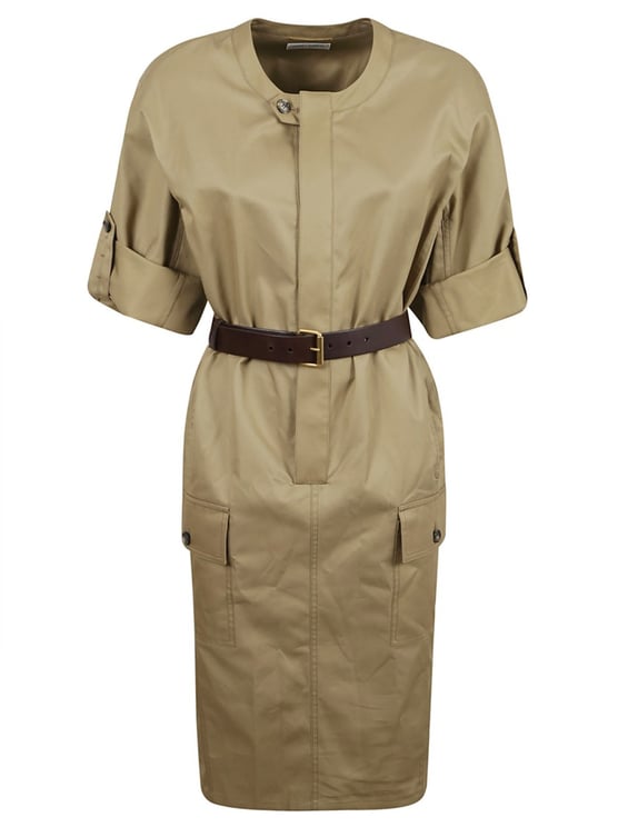 Saint Laurent Structured Beige Dress With Tailored Waist
