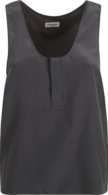 Saint Laurent Black Silk Top With Scoop Neckline