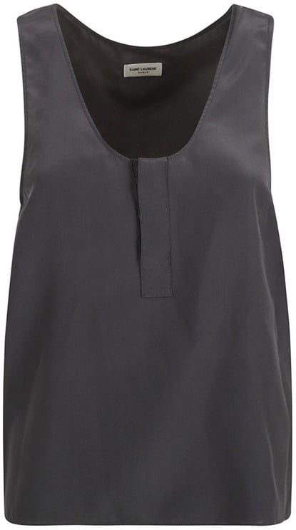 Saint Laurent Black Silk Top With Scoop Neckline