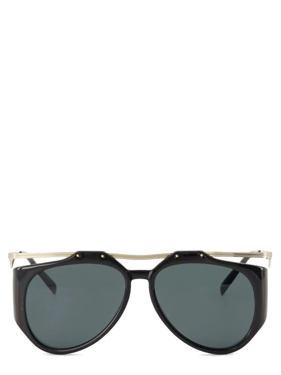 Saint Laurent Black Acetate Aviator Sunglasses