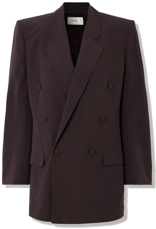 Saint Laurent Saint Laurent Double-Breasted Silk-Crepe Blazer