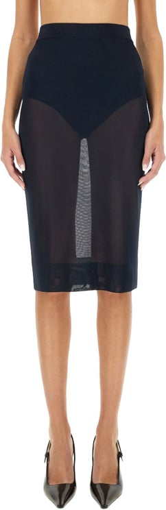 Saint Laurent Knit Pencil Skirt With High Waist