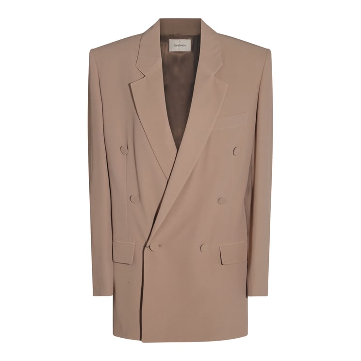 Saint Laurent Double-Breasted Tailored Jacket with Flap Pockets