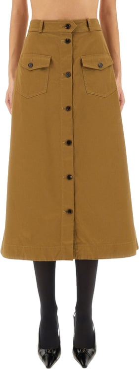 Saint Laurent Structured A-Line Midi Skirt