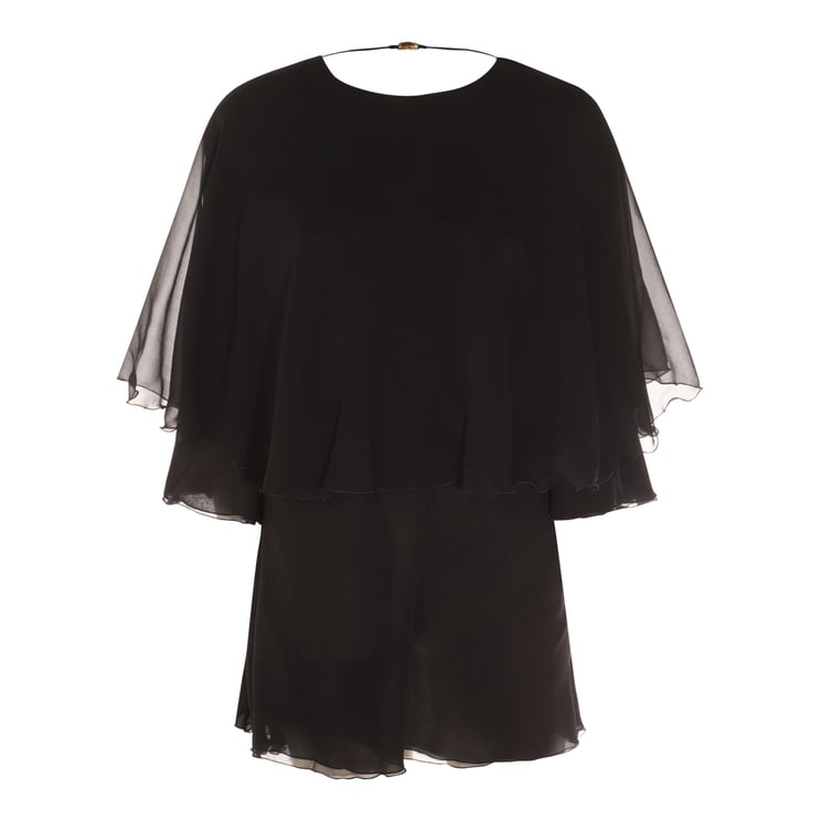Saint Laurent Flowing Black Silk Jumpsuit With Open Back Detail