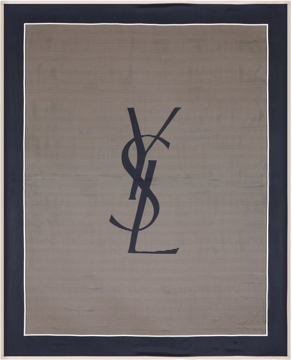 Saint Laurent Taupe Monogram Square Fabric Pareo