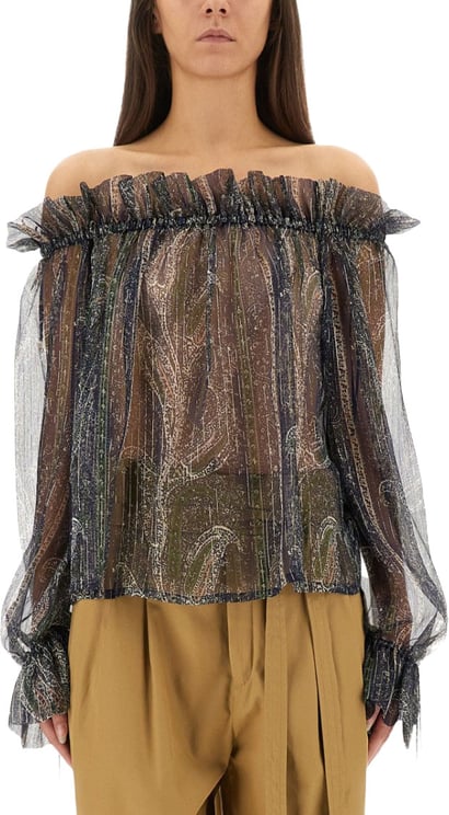 Saint Laurent Lurex Silk Creponne Top