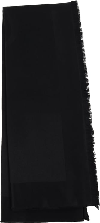 Saint Laurent Solid Black Fringed Lightweight Scarf