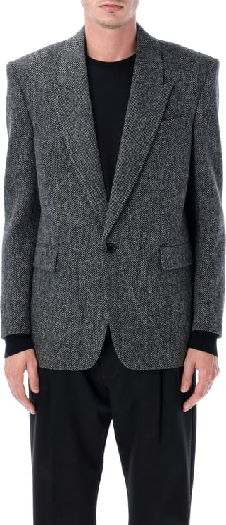 Saint Laurent Saint Laurent oversized single-breasted Herringbone wool jacket