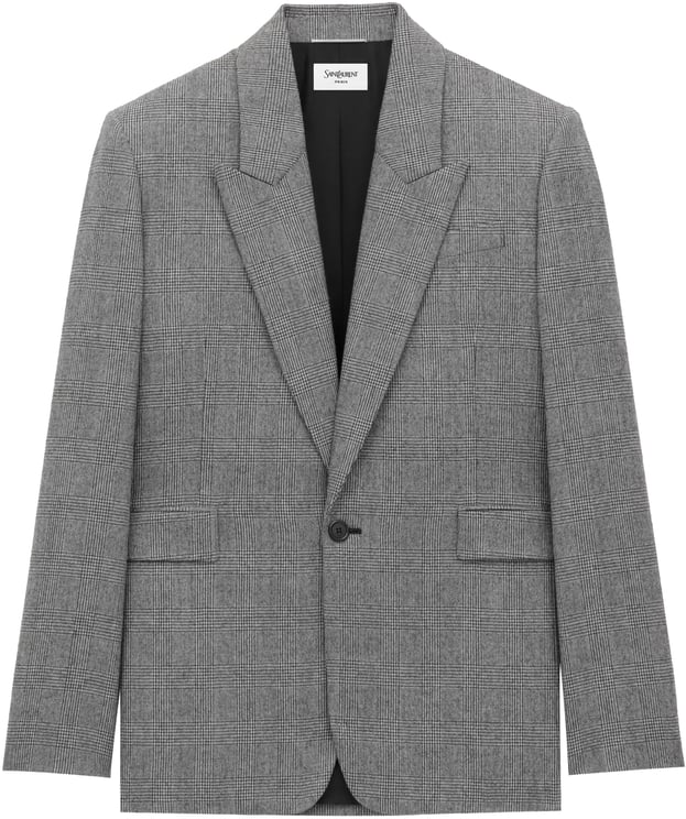 Saint Laurent Grey Blazer Tailored Checkered Blazer