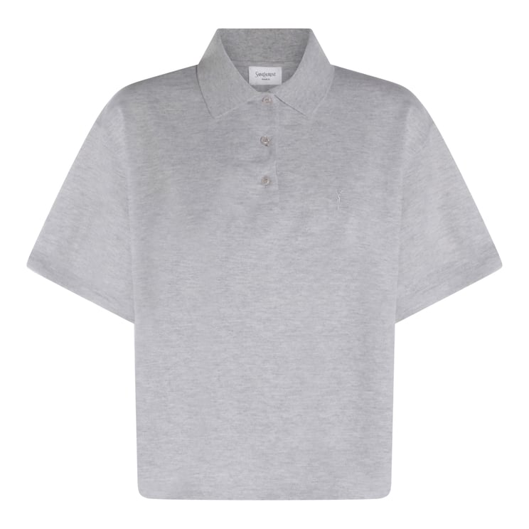 Saint Laurent Grey Cotton Polo Shirt