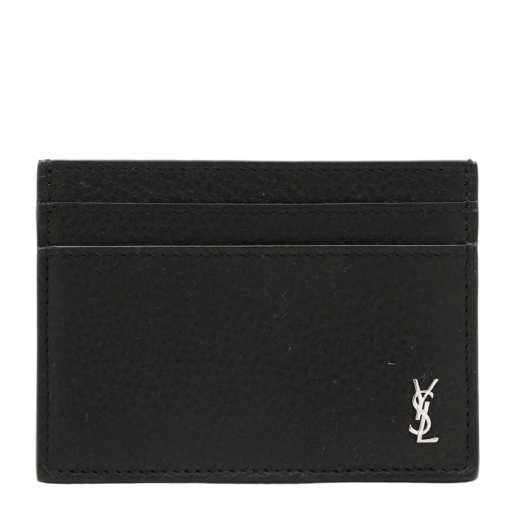Saint Laurent Textured Black Cardholder Wallet With Subtle Logo