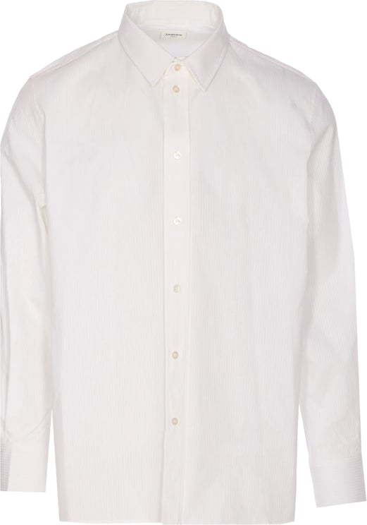 Saint Laurent White Long-Sleeve Pinstripe Cotton Shirt