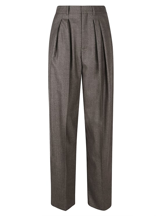 Saint Laurent Wool Wool Pleated Wide-Leg Pants