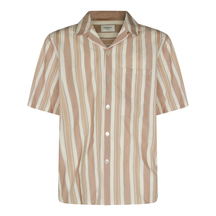Saint Laurent Beige Cotton Striped Casual Shirt