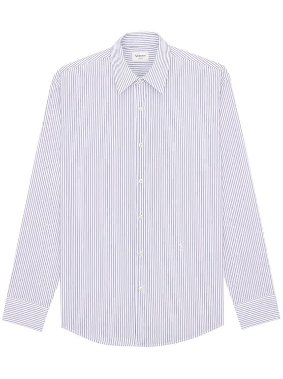 Saint Laurent Cassandre Long-Sleeve Stripe Shirt